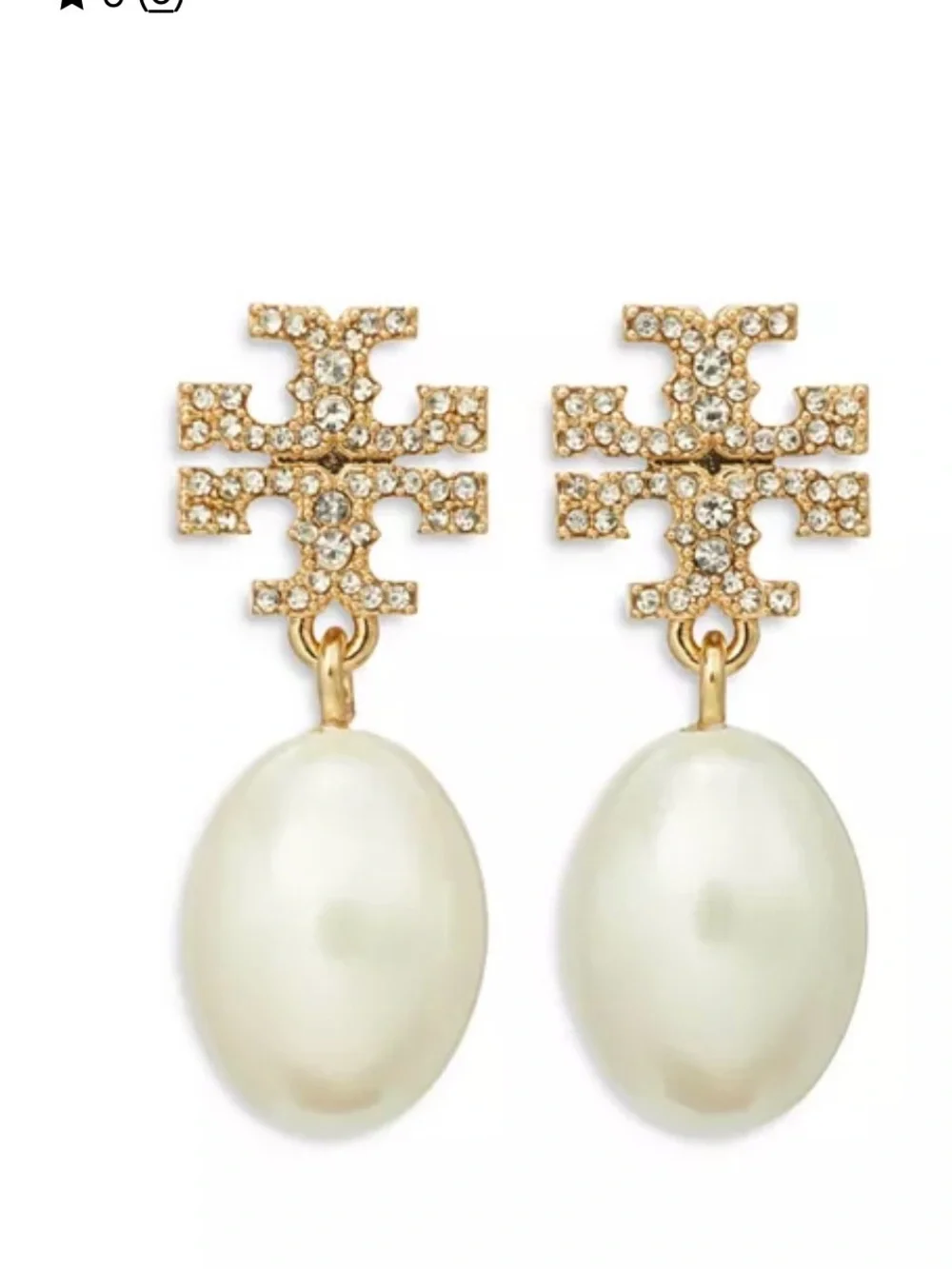 NWT Tory Burch Moondance Pearl and Pavé Drop Earrings $130 MSRP